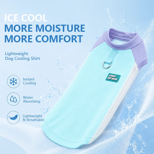 UPF 50+ Cooling Dog Sun Shirt | Breathable Stretch Ice-Silk Vest with Harness Ring