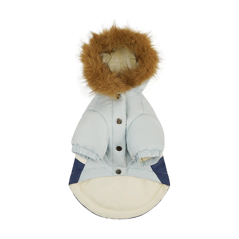 Hooded Dog Winter Coat | Thick Padded Jacket with Fur-Trim Hood