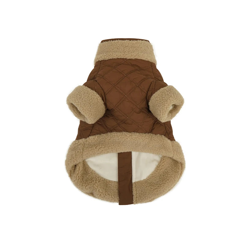 Quilted Dog Jacket with Sherpa Trim | Warm Winter Coat for Dogs