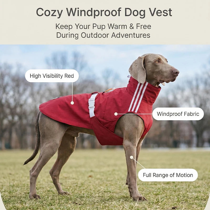 Windproof Dog Vest for Outdoor Adventures | Reflective Warm Dog Jacket with Adjustable Fit