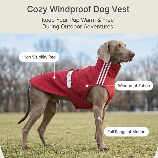 Windproof Dog Vest for Outdoor Adventures | Reflective Warm Dog Jacket with Adjustable Fit
