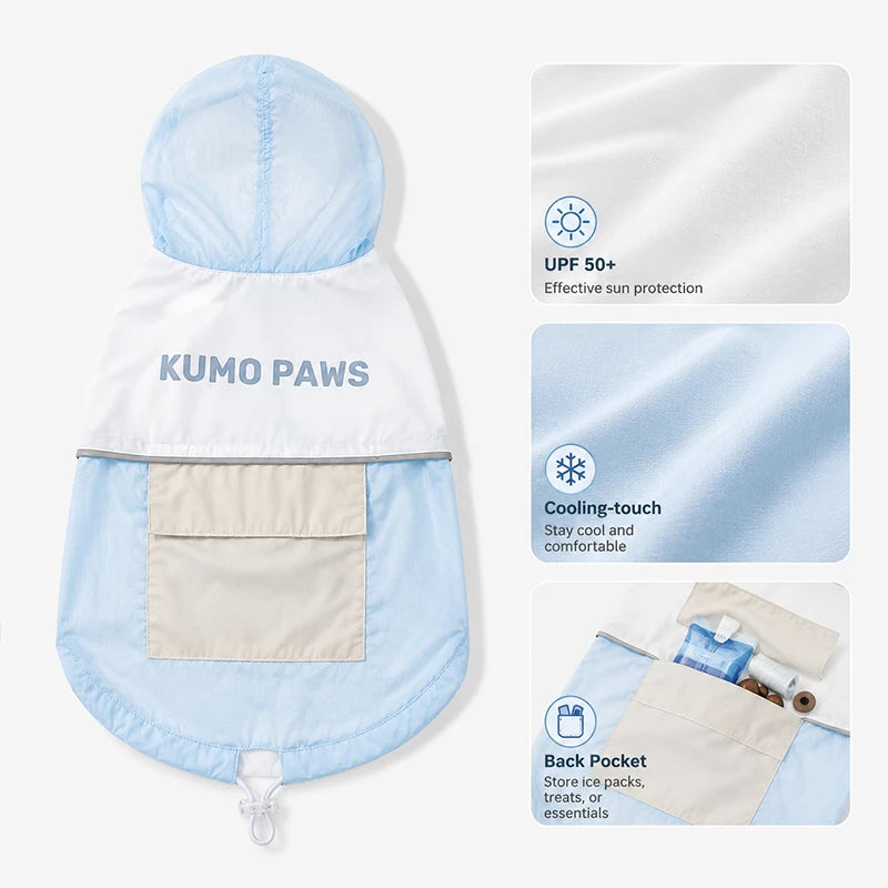 UPF 50+ Outdoor Cooling Dog Hoodie | Lightweight Sun Protection Jacket with Utility Pocket
