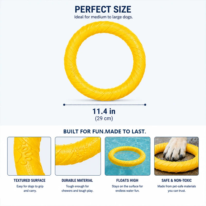 Durable Dog Chew Ring Toy | Interactive Flying Ring for Aggressive Chewers