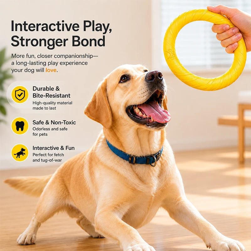 Durable Dog Chew Ring Toy | Interactive Flying Ring for Aggressive Chewers