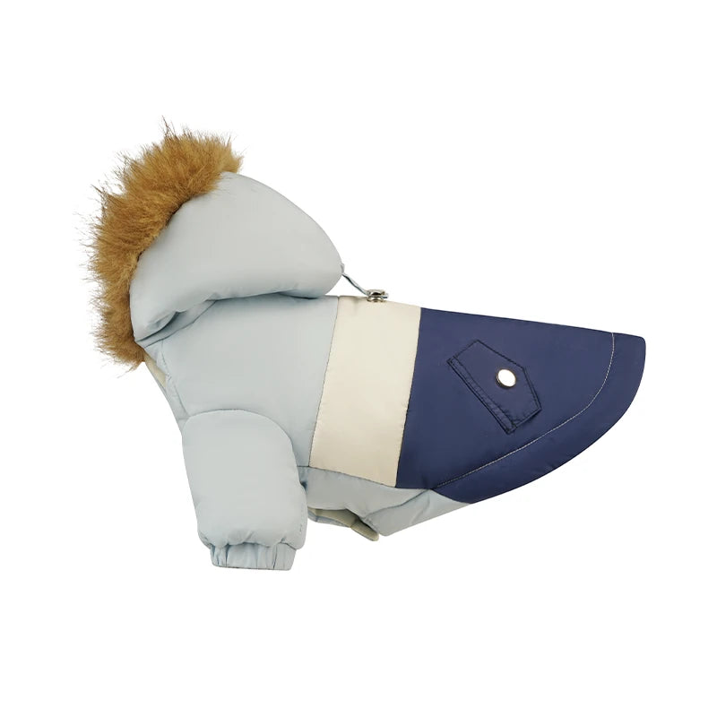 Hooded Dog Winter Coat | Thick Padded Jacket with Fur-Trim Hood