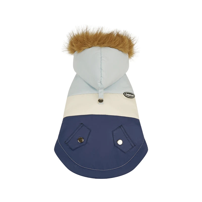 Hooded Dog Winter Coat | Thick Padded Jacket with Fur-Trim Hood