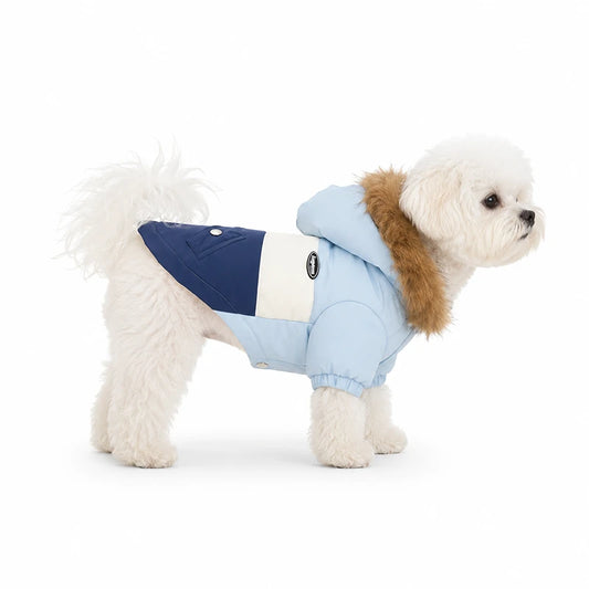 Hooded Dog Winter Coat | Thick Padded Jacket with Fur-Trim Hood