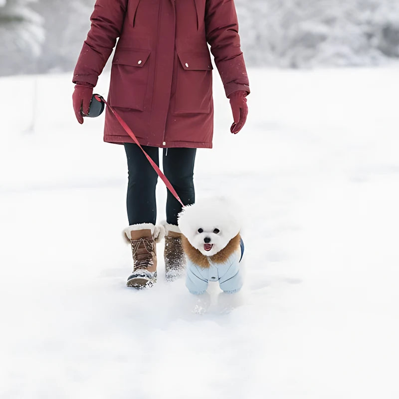 Hooded Dog Winter Coat | Thick Padded Jacket with Fur-Trim Hood
