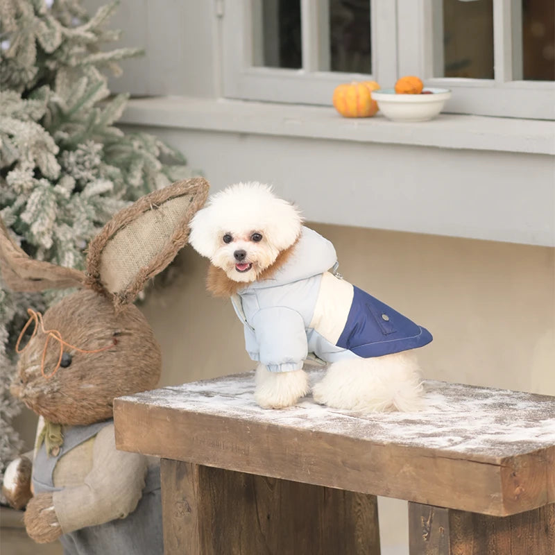 Hooded Dog Winter Coat | Thick Padded Jacket with Fur-Trim Hood