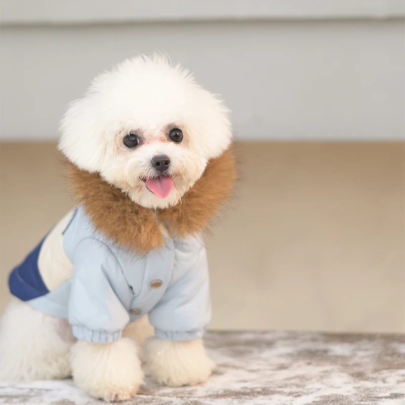 Hooded Dog Winter Coat | Thick Padded Jacket with Fur-Trim Hood