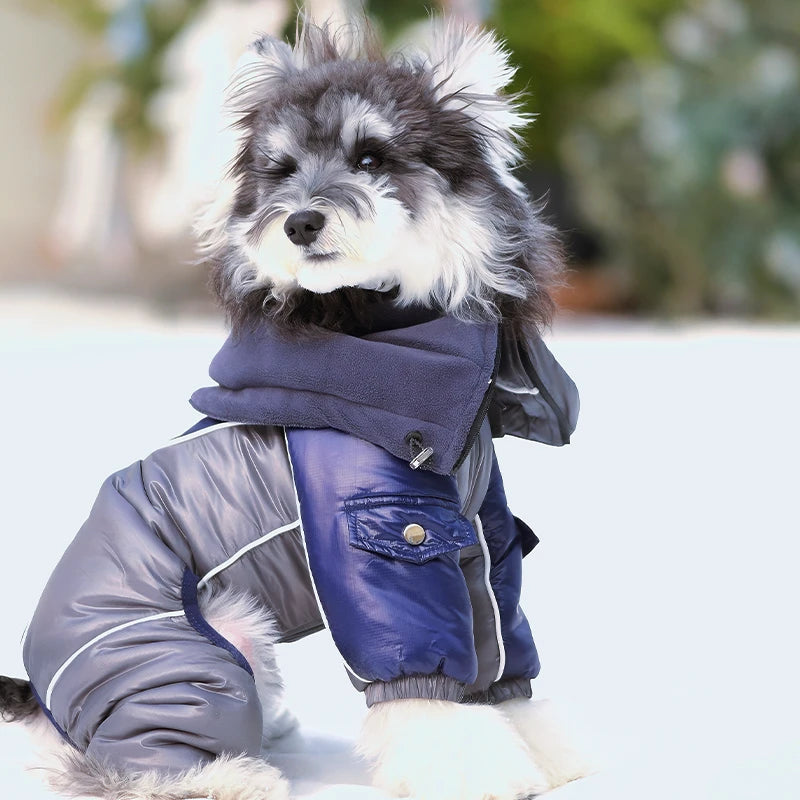 Reflective Waterproof Dog Puffer Snowsuit | Full-Body Insulated Winter Coat