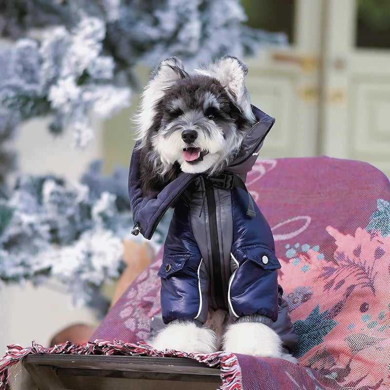 Reflective Waterproof Dog Puffer Snowsuit | Full-Body Insulated Winter Coat
