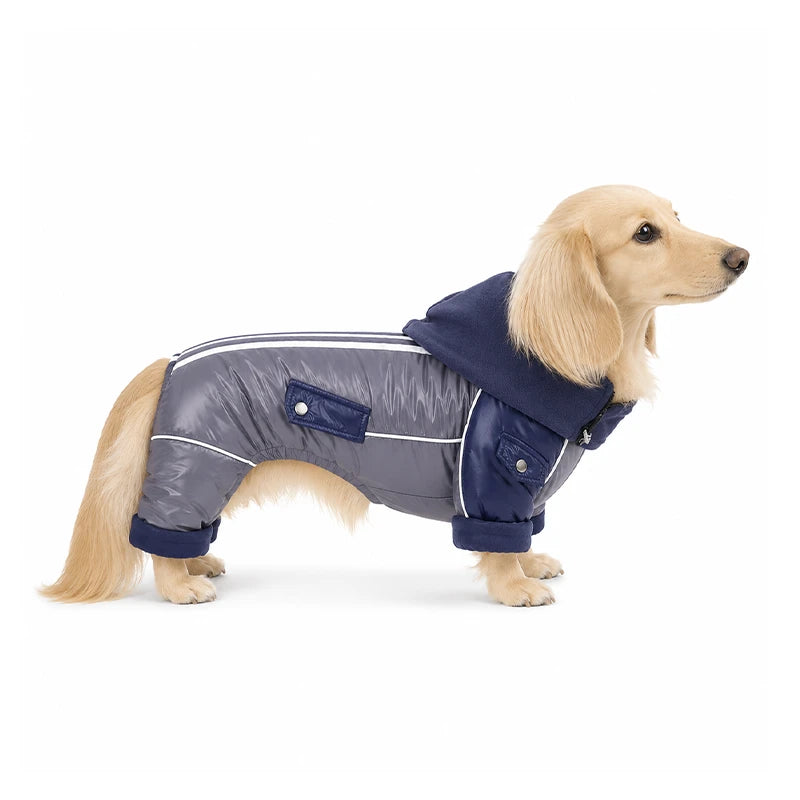 Reflective Waterproof Dog Puffer Snowsuit | Full-Body Insulated Winter Coat