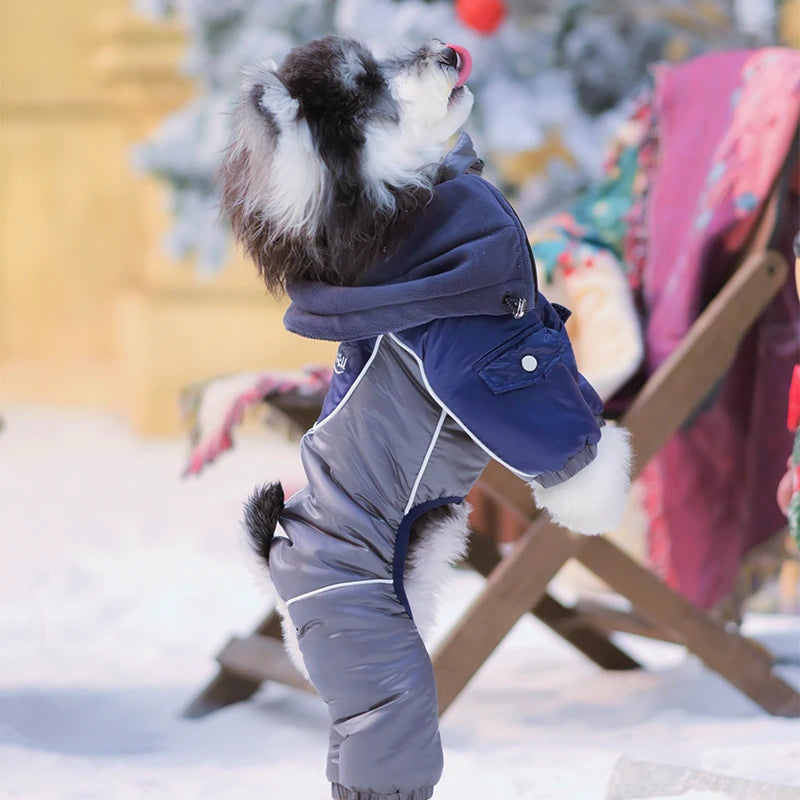 Reflective Waterproof Dog Puffer Snowsuit | Full-Body Insulated Winter Coat