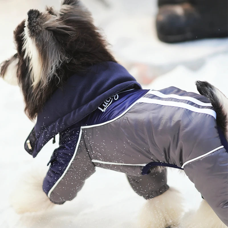 Reflective Waterproof Dog Puffer Snowsuit | Full-Body Insulated Winter Coat