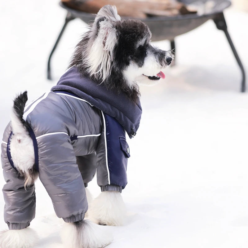 Reflective Waterproof Dog Puffer Snowsuit | Full-Body Insulated Winter Coat