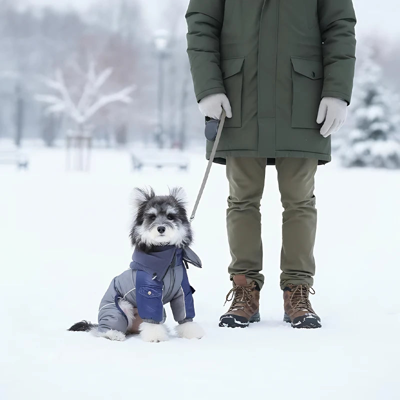 Reflective Waterproof Dog Puffer Snowsuit | Full-Body Insulated Winter Coat
