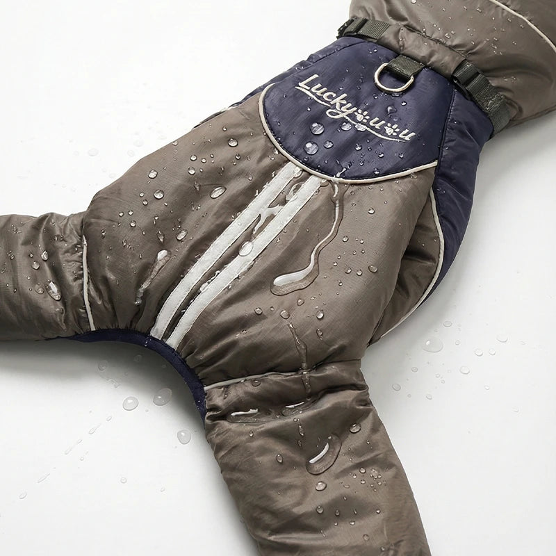 Reflective Waterproof Dog Puffer Snowsuit | Full-Body Insulated Winter Coat