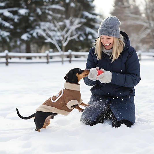 Quilted Dog Jacket with Sherpa Trim | Warm Winter Coat for Dogs