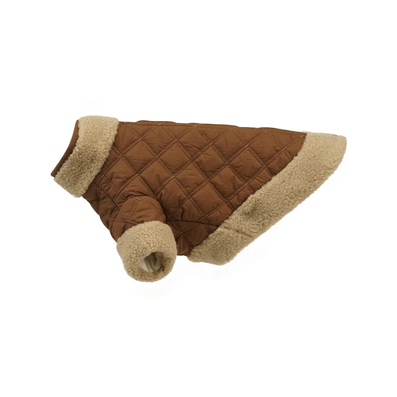 Quilted Dog Jacket with Sherpa Trim | Warm Winter Coat for Dogs