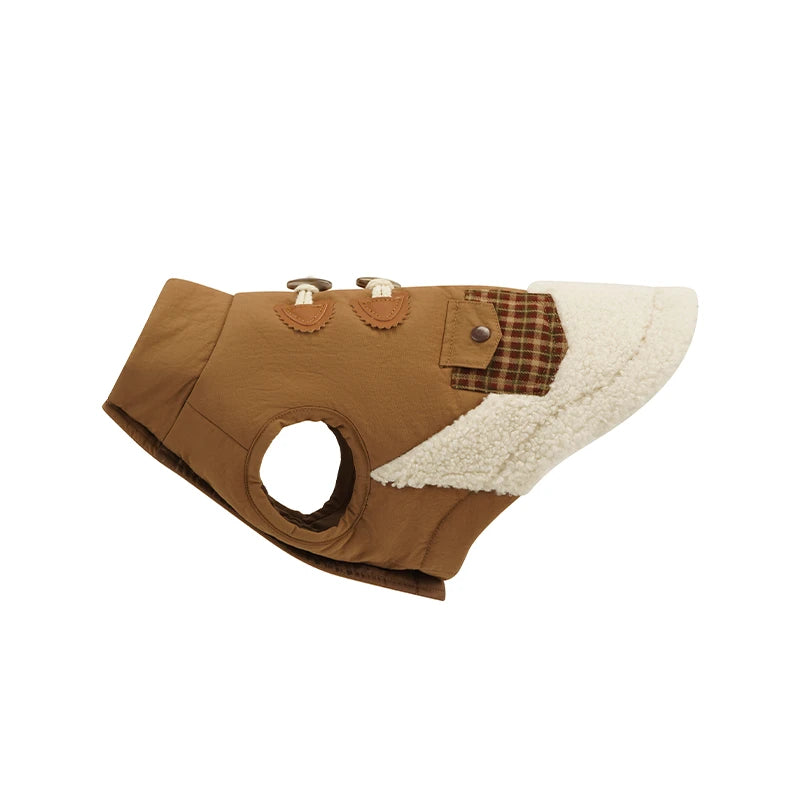 Sherpa Dog Vest for Winter | Warm Lightweight Coat with Plaid Detail