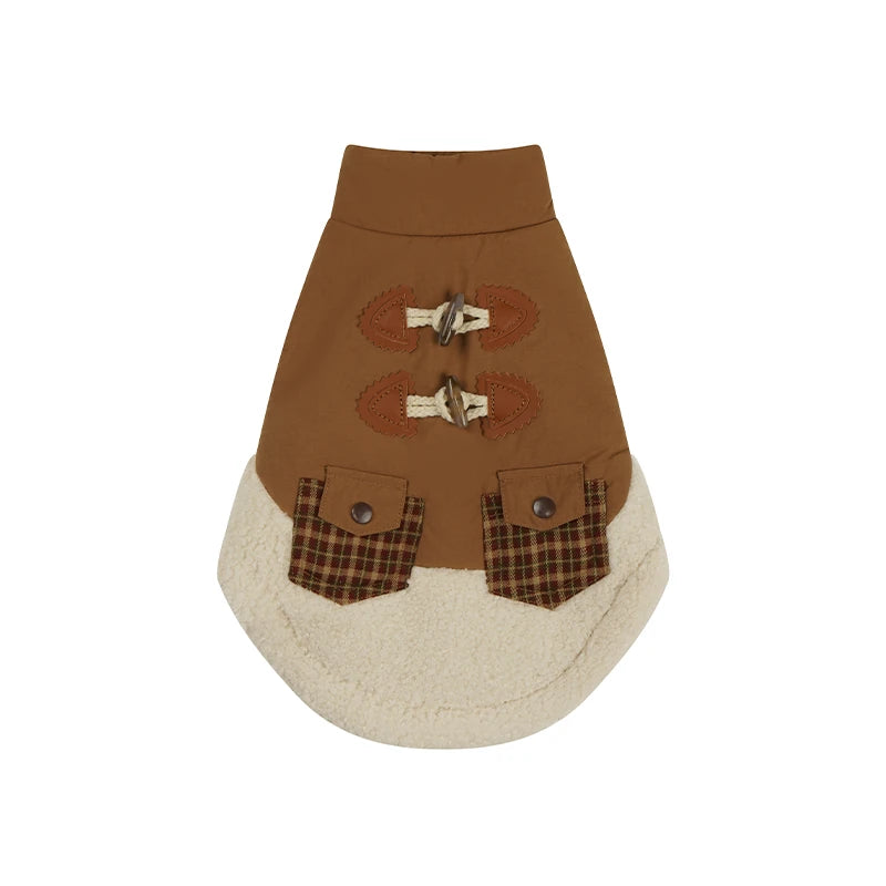 Sherpa Dog Vest for Winter | Warm Lightweight Coat with Plaid Detail