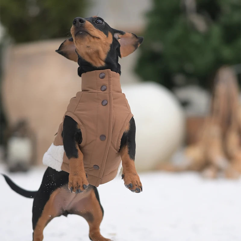 Sherpa Dog Vest for Winter | Warm Lightweight Coat with Plaid Detail