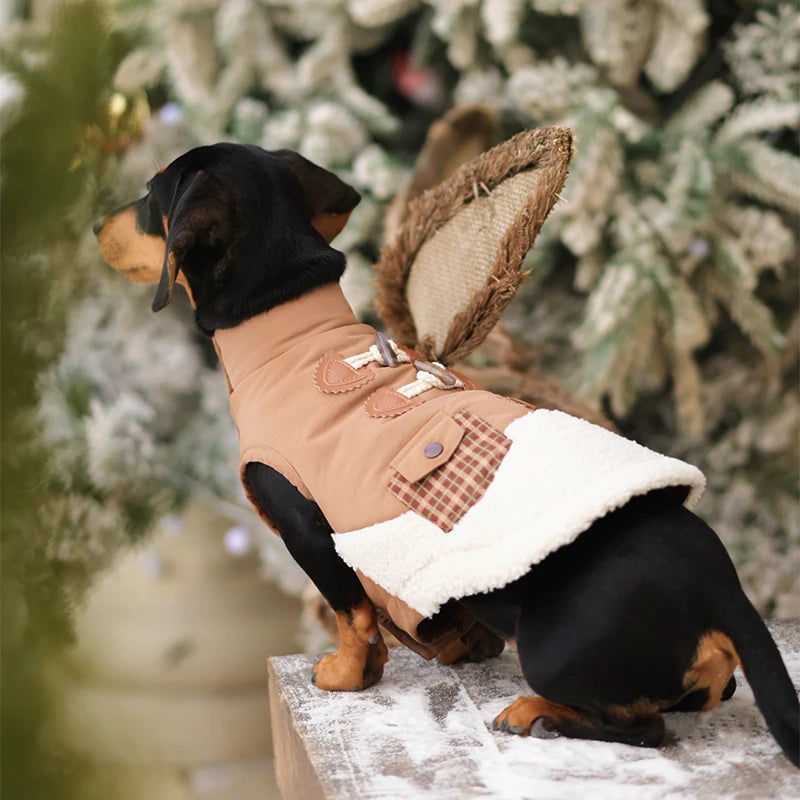 Sherpa Dog Vest for Winter | Warm Lightweight Coat with Plaid Detail