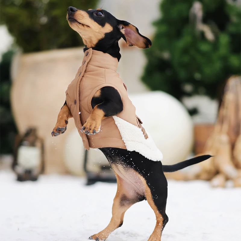 Sherpa Dog Vest for Winter | Warm Lightweight Coat with Plaid Detail