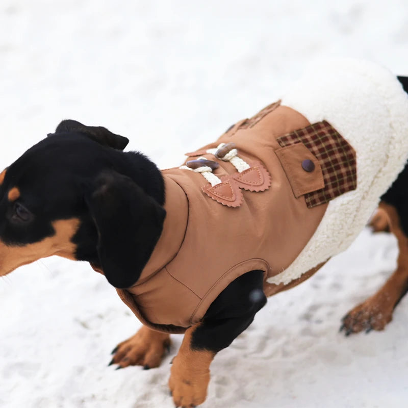 Sherpa Dog Vest for Winter | Warm Lightweight Coat with Plaid Detail